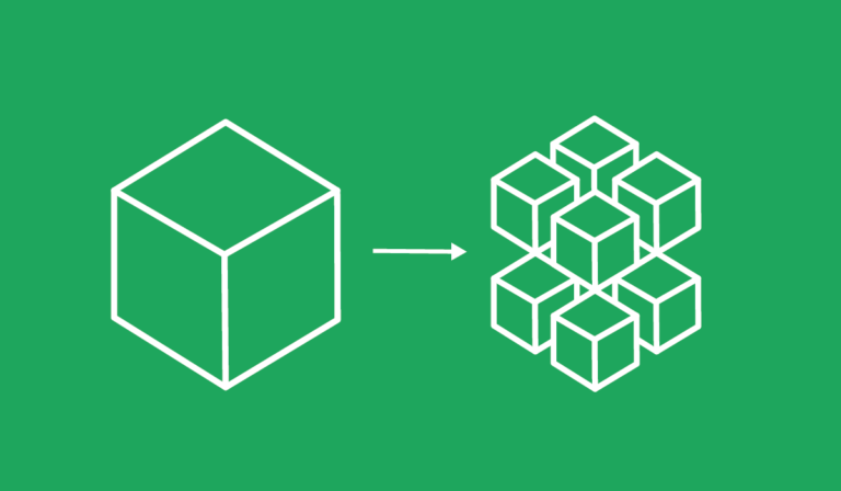 illustrerad bild som visar en kub som blir till flera kuber